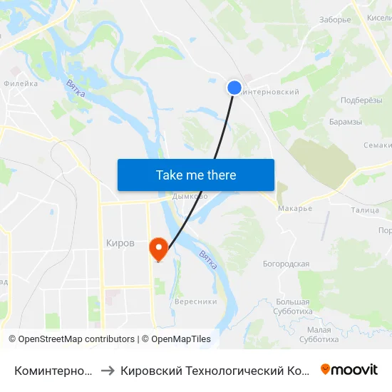 Коминтерновская Площадь to Кировский Технологический Колледж Пищевой Промышленности map