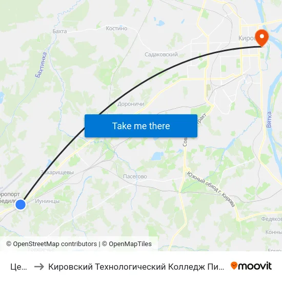 Цепели to Кировский Технологический Колледж Пищевой Промышленности map