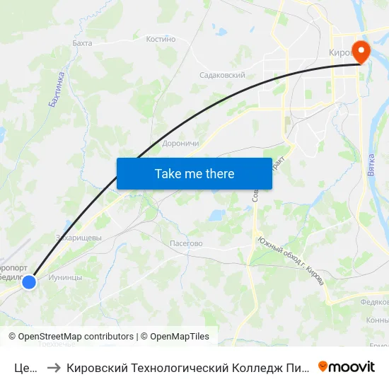 Цепели to Кировский Технологический Колледж Пищевой Промышленности map