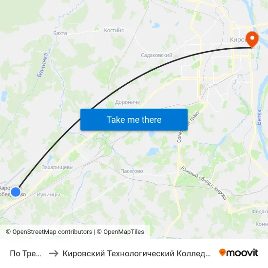 По Требованию to Кировский Технологический Колледж Пищевой Промышленности map