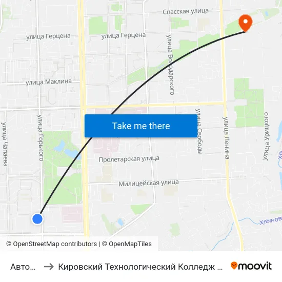 Автовокзал to Кировский Технологический Колледж Пищевой Промышленности map