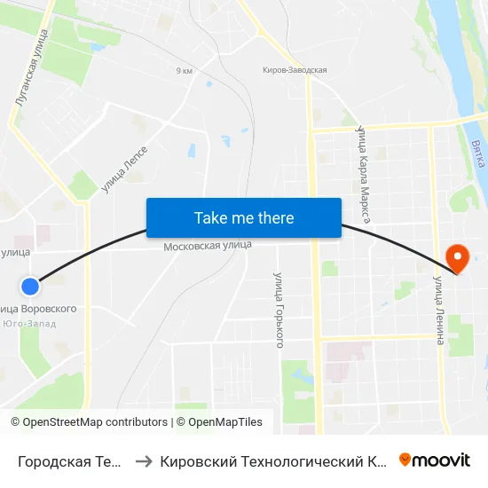 Городская Телефонная Станция to Кировский Технологический Колледж Пищевой Промышленности map