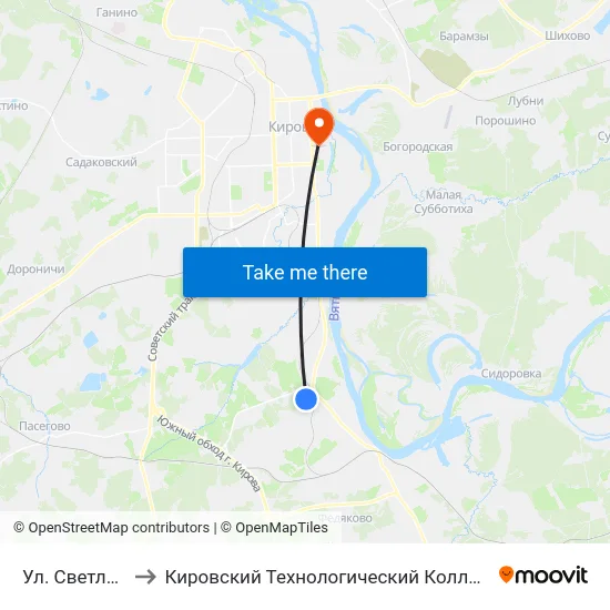 Ул. Светлополянская to Кировский Технологический Колледж Пищевой Промышленности map