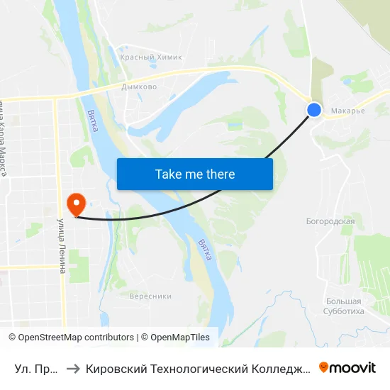 Ул. Проезжая to Кировский Технологический Колледж Пищевой Промышленности map