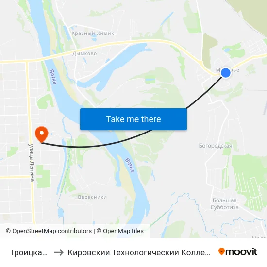 Троицкая Церковь to Кировский Технологический Колледж Пищевой Промышленности map