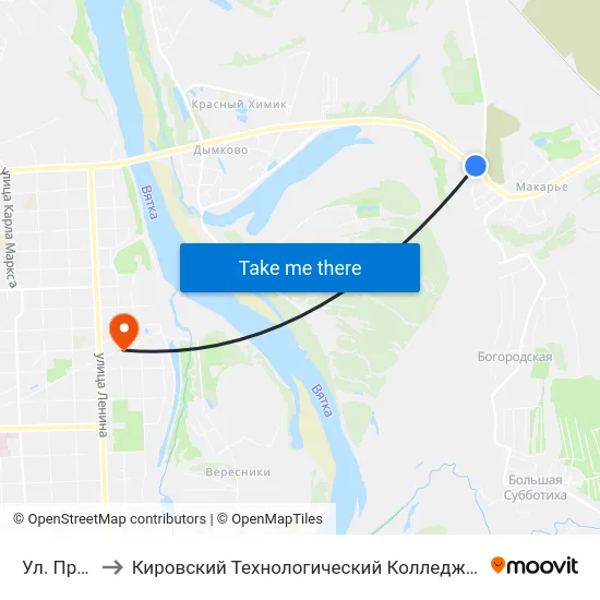 Ул. Проезжая to Кировский Технологический Колледж Пищевой Промышленности map