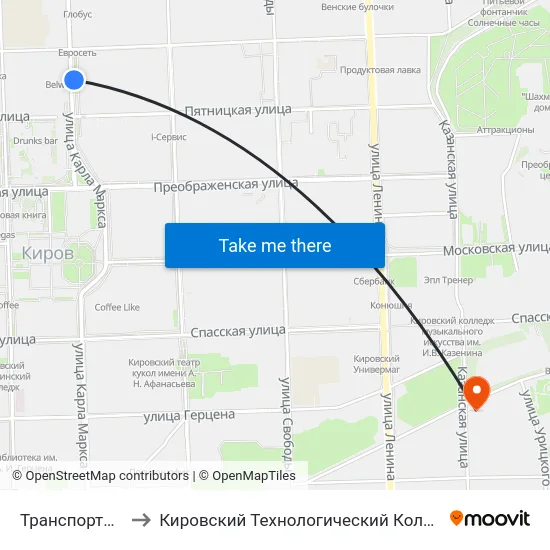 Транспортное Агентство to Кировский Технологический Колледж Пищевой Промышленности map
