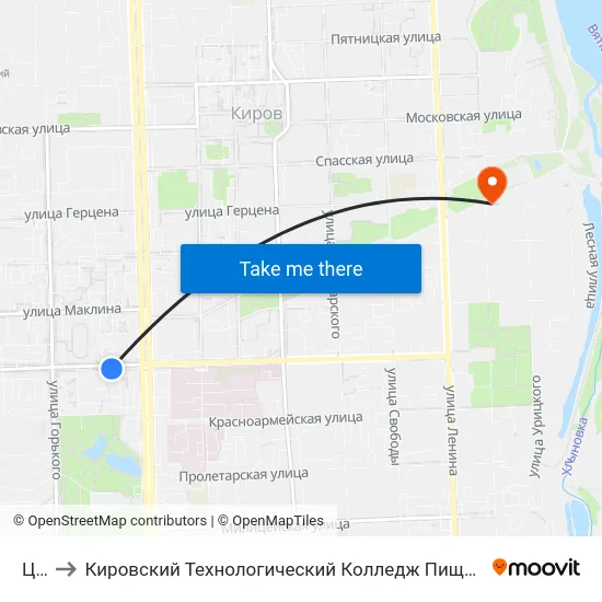 Цум to Кировский Технологический Колледж Пищевой Промышленности map