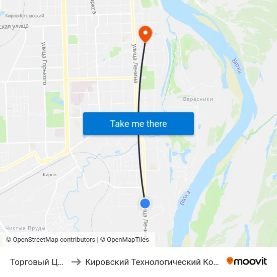 Торговый Центр "Грин Хаус" to Кировский Технологический Колледж Пищевой Промышленности map