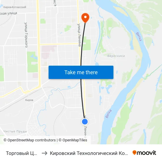 Торговый Центр "Грин Хаус" to Кировский Технологический Колледж Пищевой Промышленности map