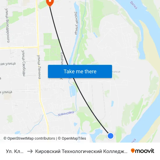 Ул. Ключевая to Кировский Технологический Колледж Пищевой Промышленности map