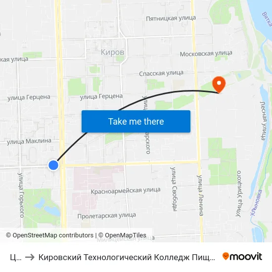 Цум to Кировский Технологический Колледж Пищевой Промышленности map