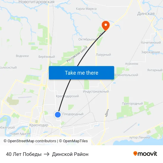40 Лет Победы to Динской Район map