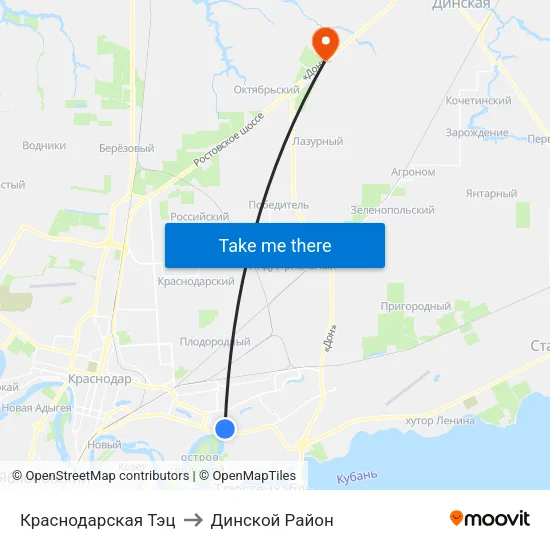 Краснодарская Тэц to Динской Район map