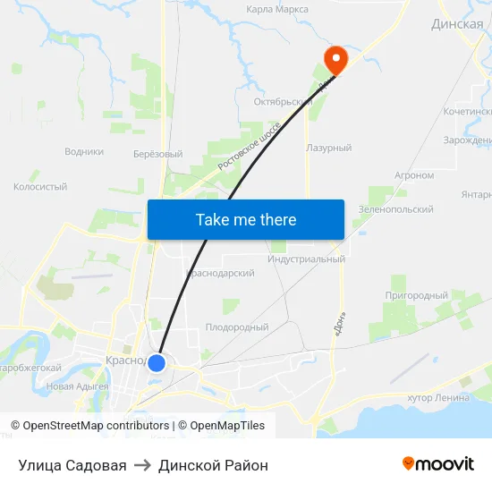 Улица Садовая to Динской Район map