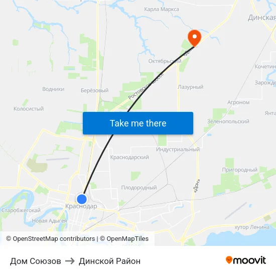 Дом Союзов to Динской Район map