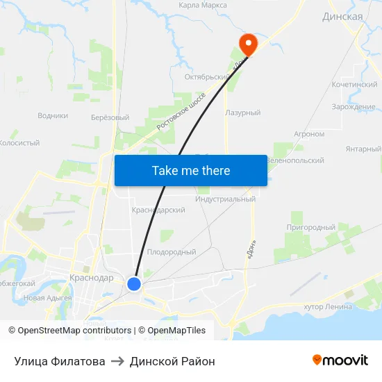 Улица Филатова to Динской Район map