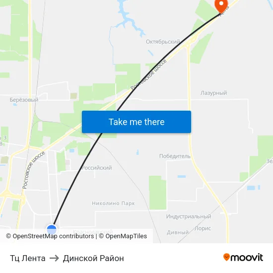 Тц Лента to Динской Район map
