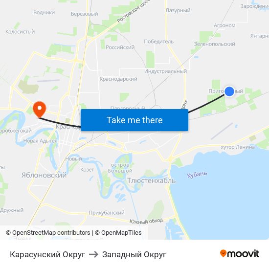 Карасунский Округ to Западный Округ map