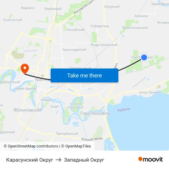 Карасунский Округ to Западный Округ map
