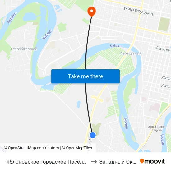 Яблоновское Городское Поселение to Западный Округ map