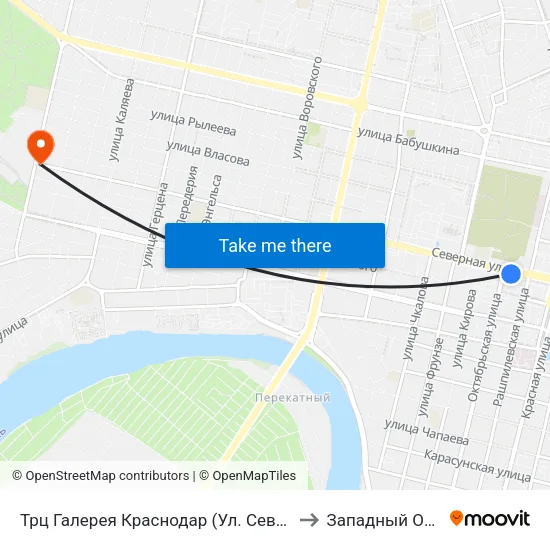 Трц Галерея Краснодар (Ул. Северная) to Западный Округ map