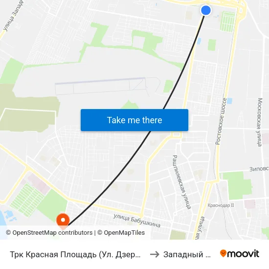 Трк Красная Площадь (Ул. Дзержинского) to Западный Округ map