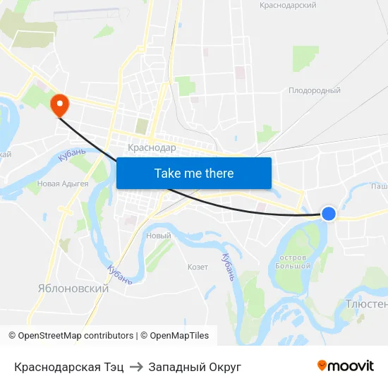 Краснодарская Тэц to Западный Округ map