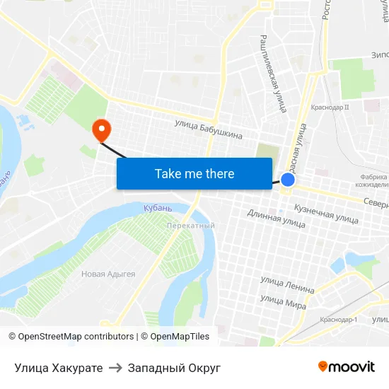 Улица Хакурате to Западный Округ map