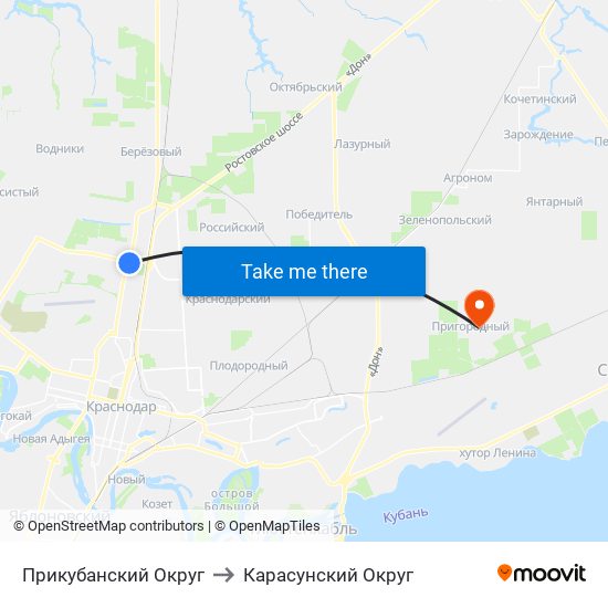 Прикубанский Округ to Карасунский Округ map