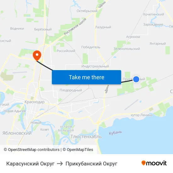 Карасунский Округ to Прикубанский Округ map