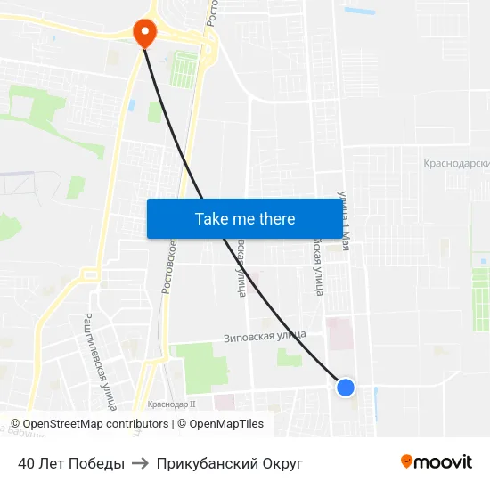 40 Лет Победы to Прикубанский Округ map