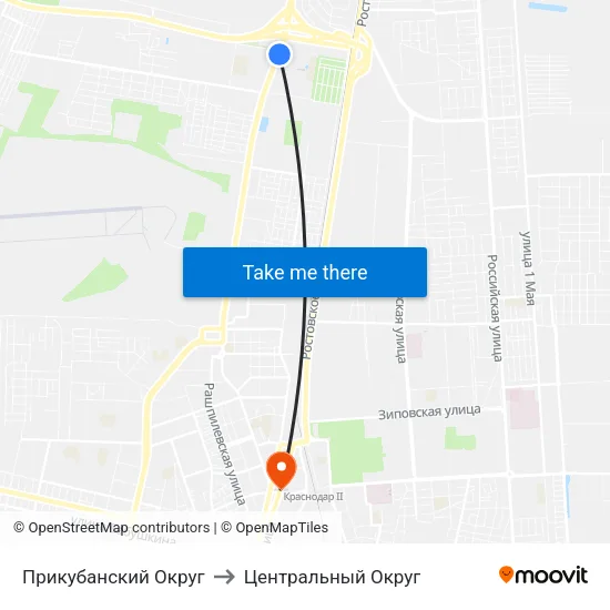 Прикубанский Округ to Центральный Округ map