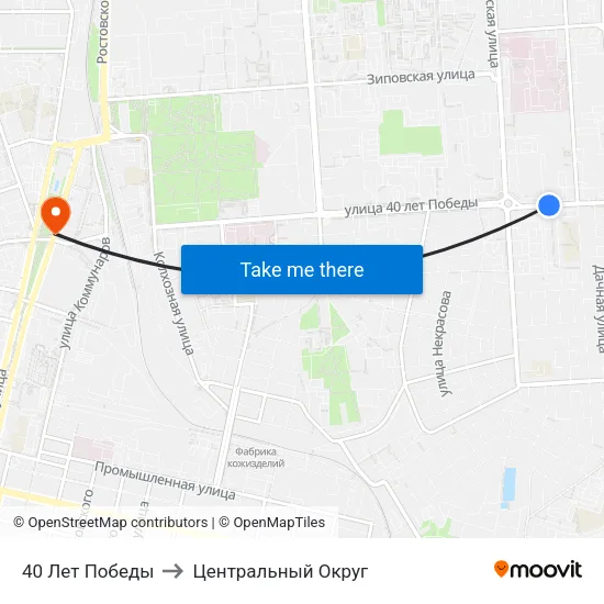 40 Лет Победы to Центральный Округ map