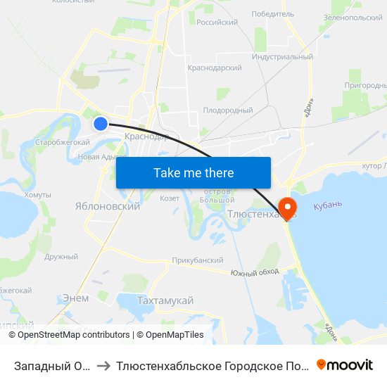 Западный Округ to Тлюстенхабльское Городское Поселение map