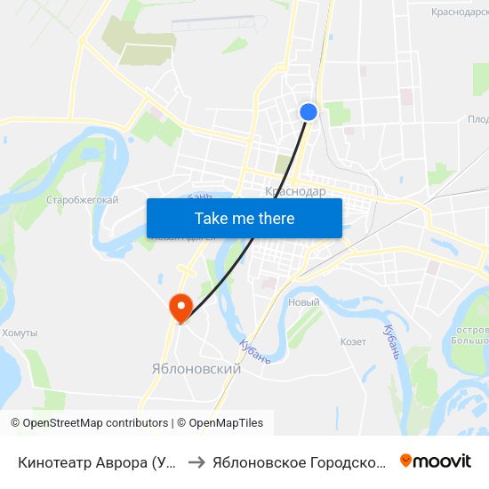 Кинотеатр Аврора (Ул. Красная) to Яблоновское Городское Поселение map