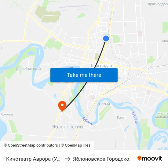 Кинотеатр Аврора (Ул. Красная) to Яблоновское Городское Поселение map