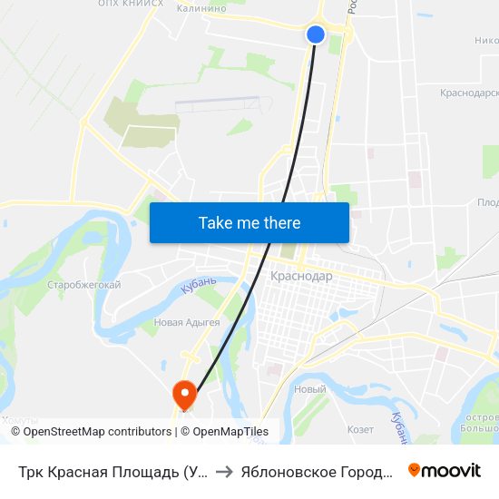 Трк Красная Площадь (Ул. Дзержинского) to Яблоновское Городское Поселение map