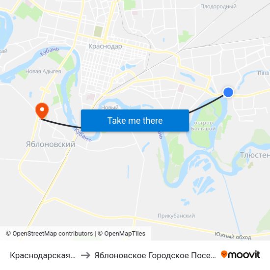 Краснодарская Тэц to Яблоновское Городское Поселение map