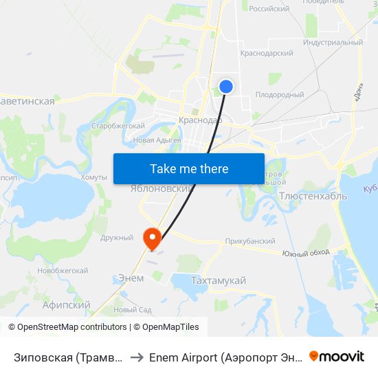 Зиповская (Трамвай) to Enem Airport (Аэропорт Энем) map