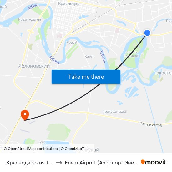 Краснодарская Тэц to Enem Airport (Аэропорт Энем) map