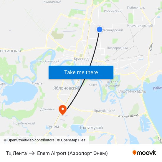 Тц Лента to Enem Airport (Аэропорт Энем) map