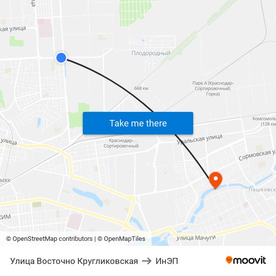 Улица Восточно Кругликовская to ИнЭП map