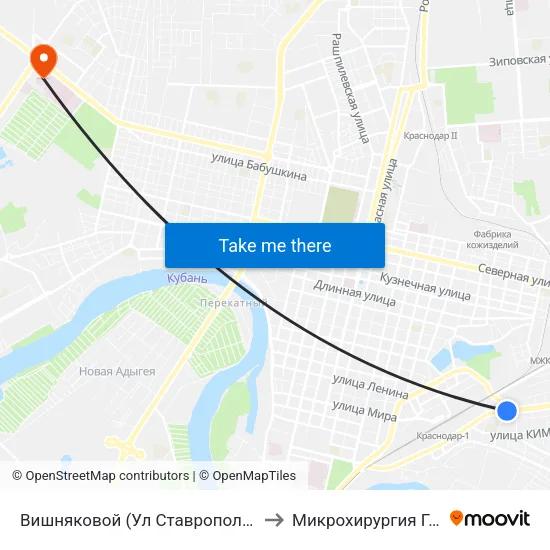 Вишняковой (Ул Ставропольская) to Микрохирургия Глаза map