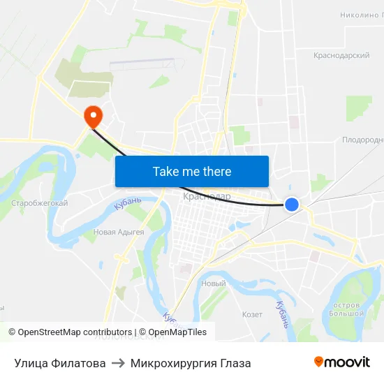 Улица Филатова to Микрохирургия Глаза map
