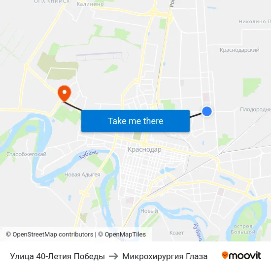 Улица 40-Летия Победы to Микрохирургия Глаза map