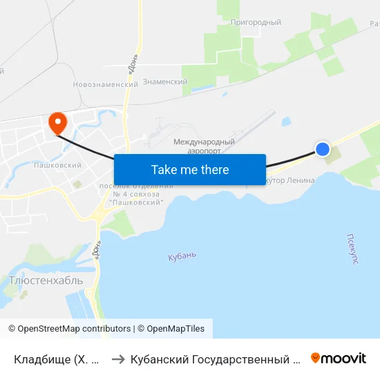 Кладбище (Х. Ленина) to Кубанский Государственный Университет map