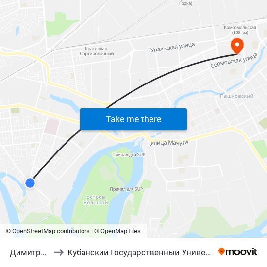 Димитрова to Кубанский Государственный Университет map