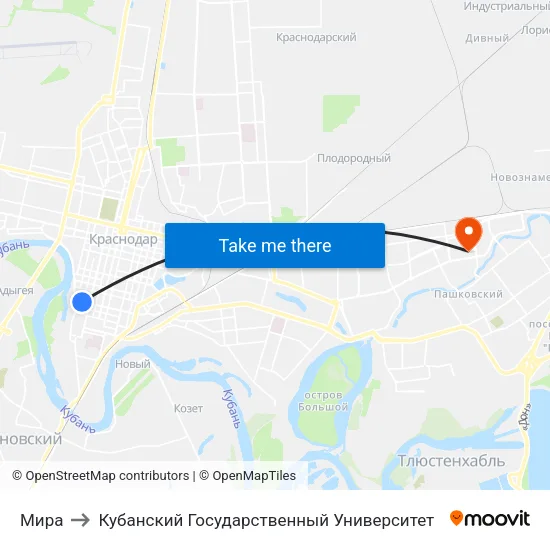 Мира to Кубанский Государственный Университет map