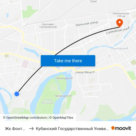 Жк Фонтаны to Кубанский Государственный Университет map